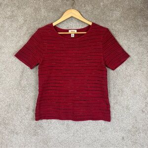 Talbots Sweater Womens Small Red Cotton Blend Short Sleeve Pullover- 4421